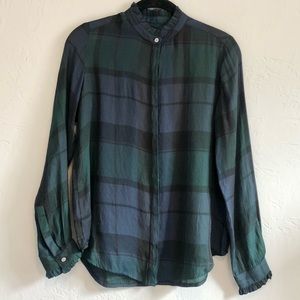 Plaid Button Up, Ruffle Detail